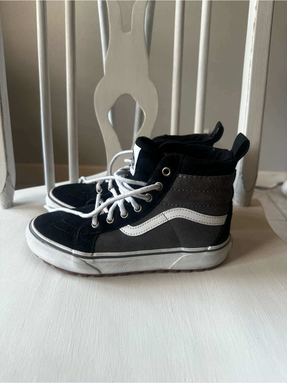 Vans Kids High-Top Skate Sneakers in Black and White